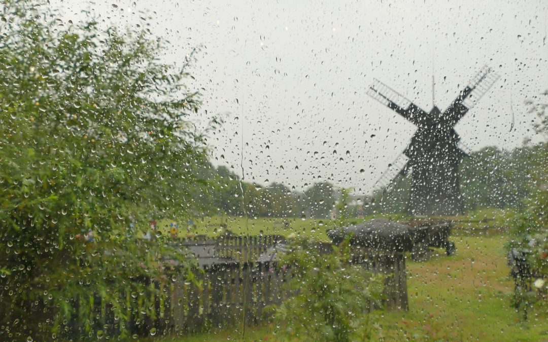 Kawa i ciacho w cieniu zapłakanych wiatraków