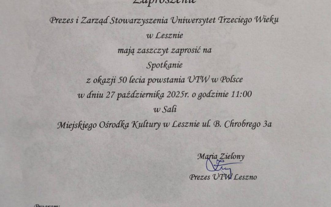 50 lat Uniwersytetów Trzeciego Wieku w Polsce – jubileuszowe spotkanie w Lesznie