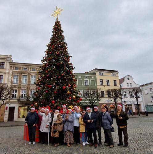 Oczekiwanie na Mikołaja w oknie ratusza