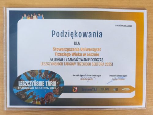 Podziękowania dla UTW